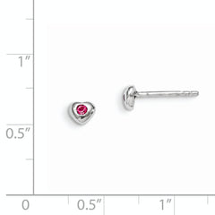 Sterling Silver Madi K Rhodium-plated Polished October Pink Preciosa Crystal Heart Children's Post Earrings