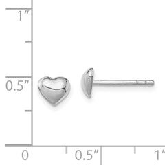 Sterling Silver Rhodium-plated Polished Heart Children's Post Earrings