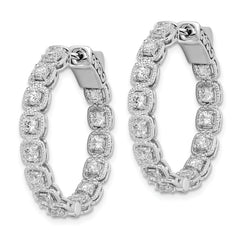 Sterling Shimmer Sterling Silver Rhodium-plated 28 Stone 2.5mm CZ In and Out Round Hinged Hoop Earrings