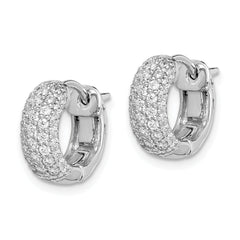 Sterling Shimmer Sterling Silver Rhodium-plated 82 Stone Pav‚ CZ Hinged Hoop Earrings