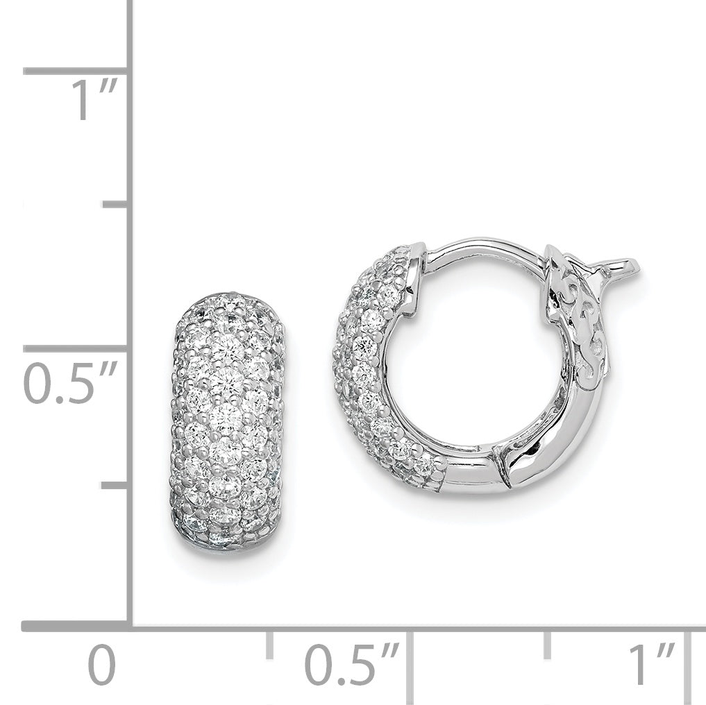 Sterling Shimmer Sterling Silver Rhodium-plated 82 Stone Pav‚ CZ Hinged Hoop Earrings