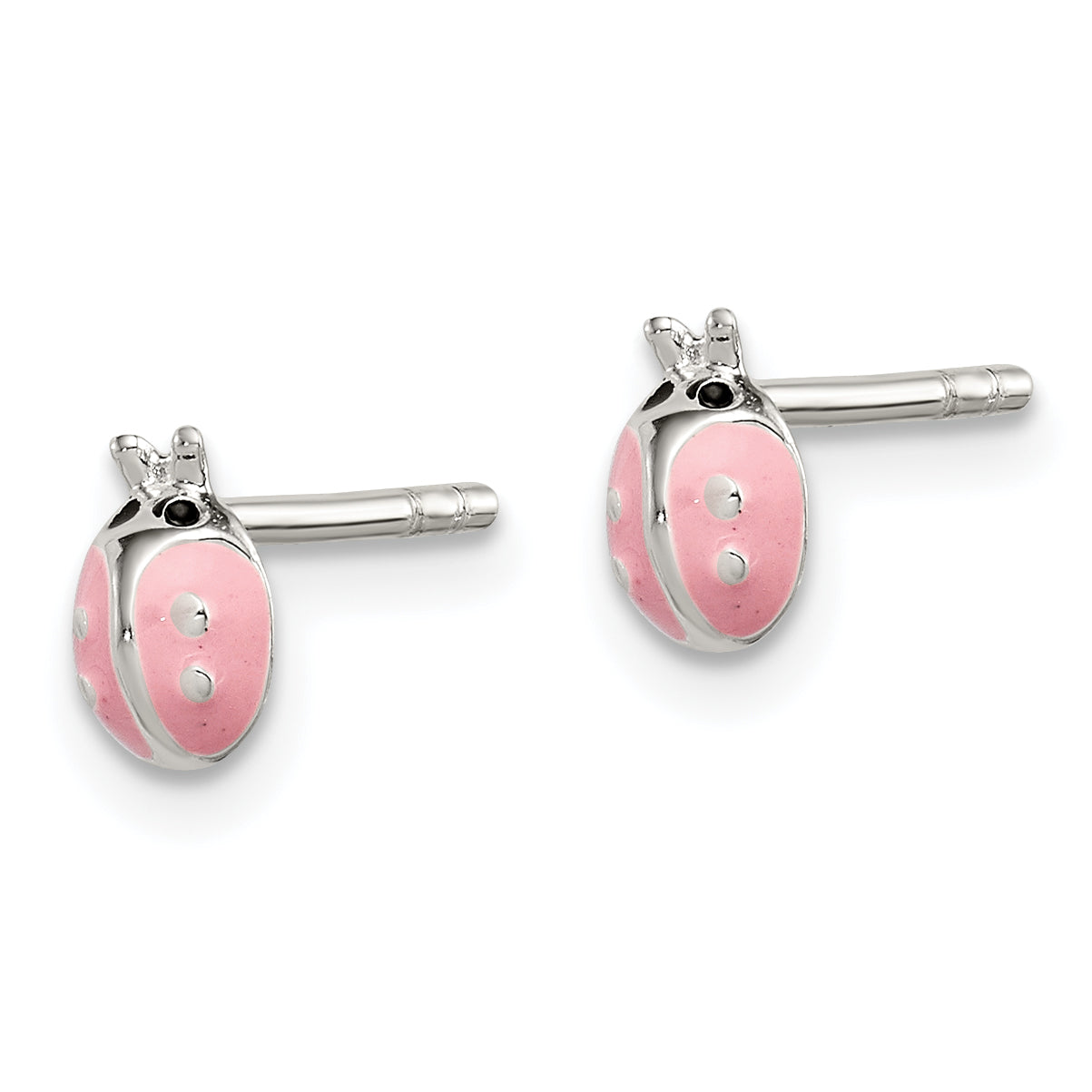 Sterling Silver 925 Polished Pink Enamel Ladybug Earrings for Girls Durable Anti-Tarnish Finish