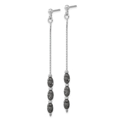 Sterling Silver Ruthenium-Plated D/C Beaded Dangle Earrings 73mm Elegant Design