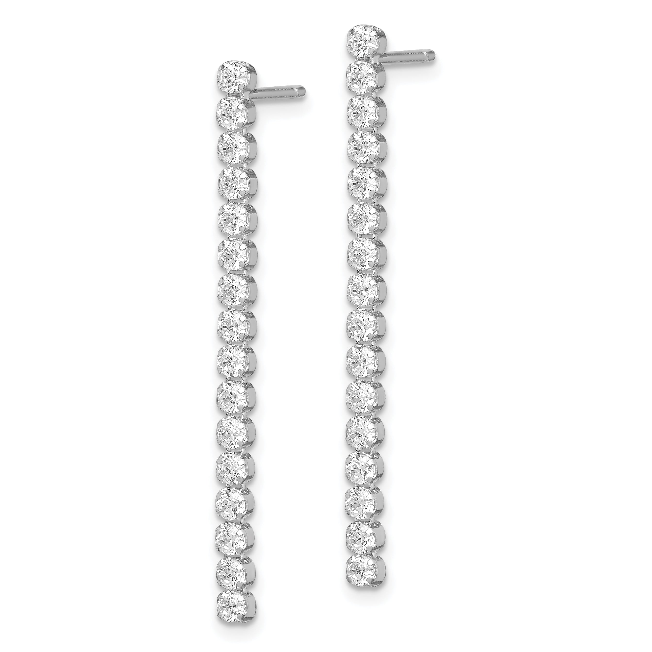 Sterling Silver Rhodium-plated Polished Fancy CZ Post Dangle Earrings