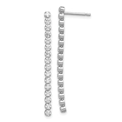 Sterling Silver Rhodium-plated Polished Fancy CZ Post Dangle Earrings