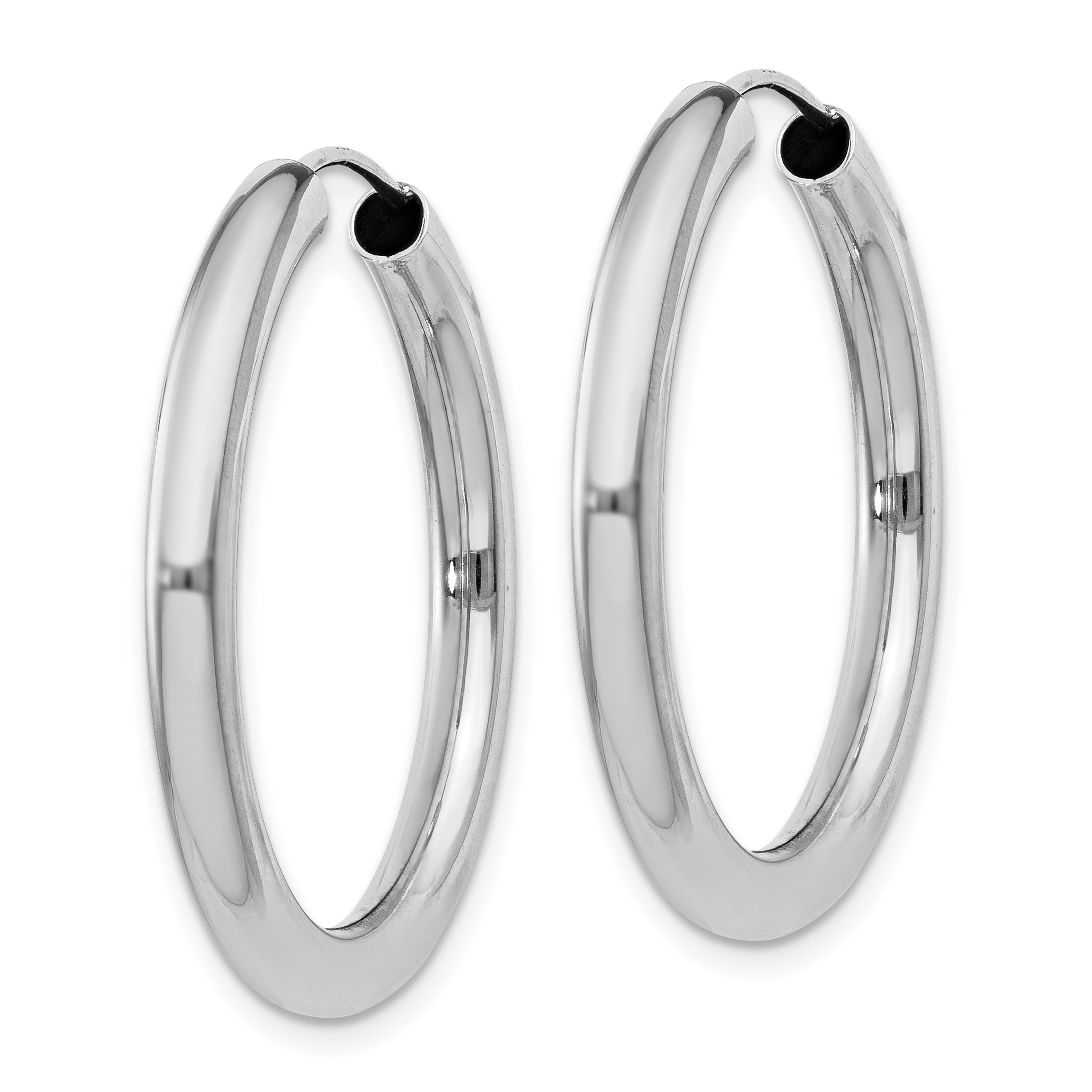 Sterling Silver 925 Rhodium-Plated Endless Hoop Earrings, Elegant Polished Finish