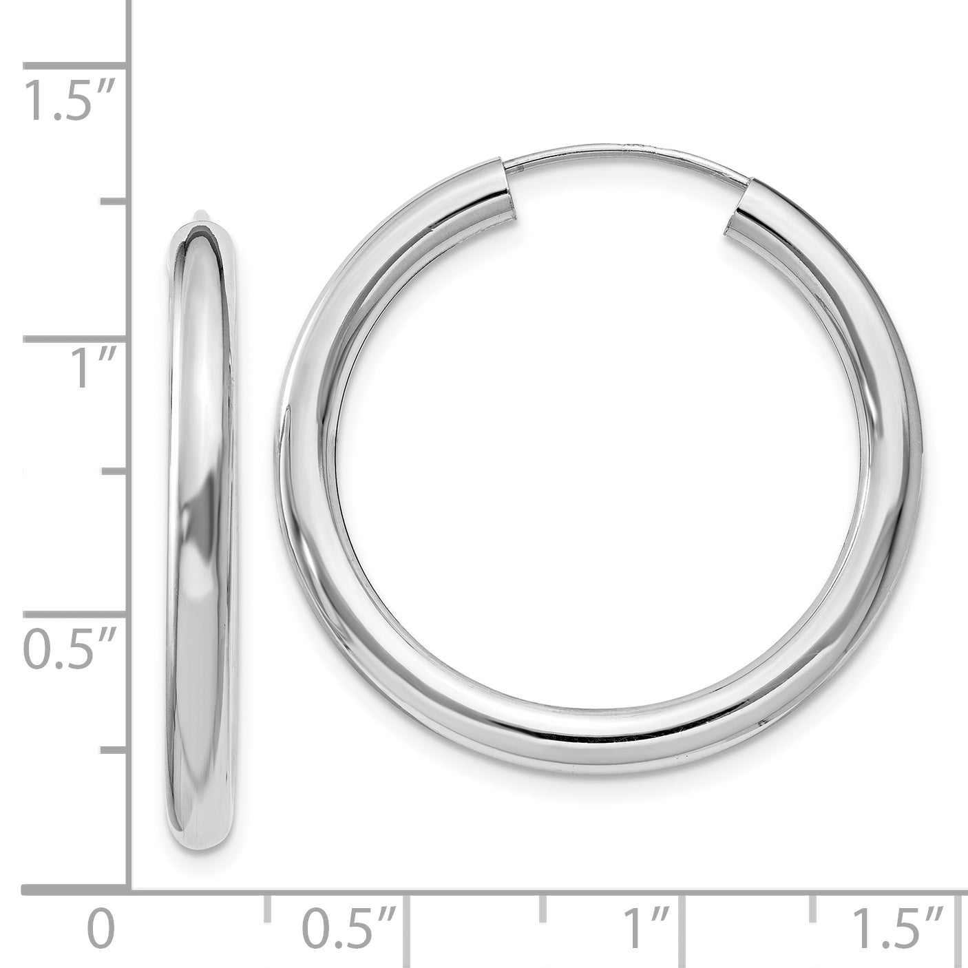 Sterling Silver Rhodium-plated 3x30mm Endless Tube Hoop Earrings