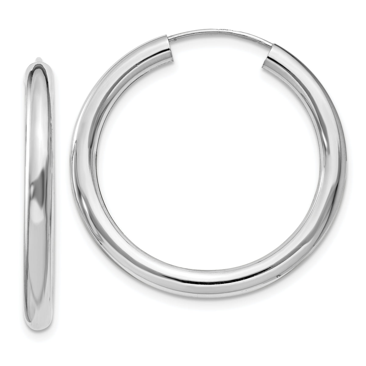 Sterling Silver Rhodium-plated 3x30mm Endless Tube Hoop Earrings