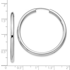 Sterling Silver Rhodium-plated 3x40mm Endless Tube Hoop Earrings