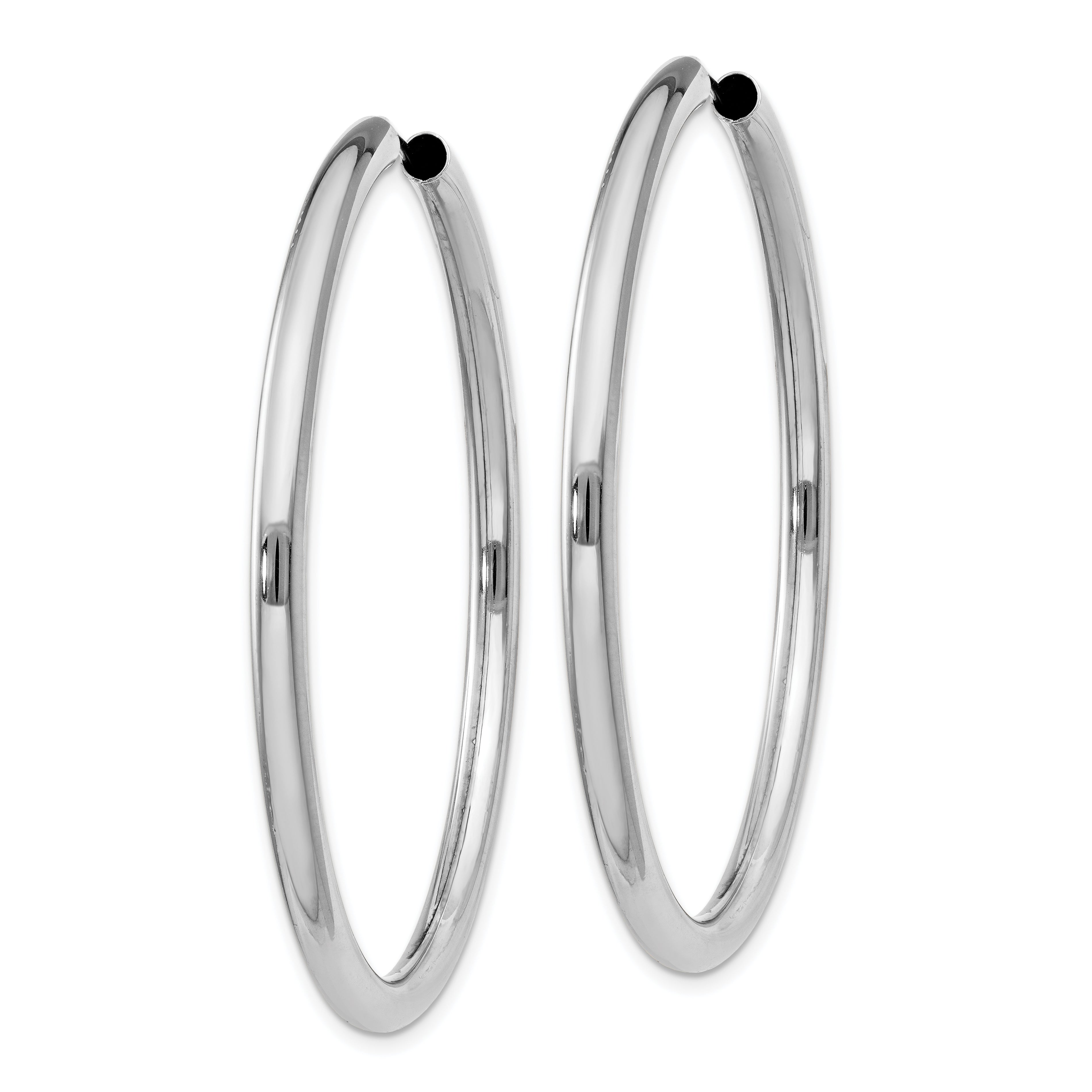 Sterling Silver Rhodium-plated 3x50mm Endless Tube Hoop Earrings