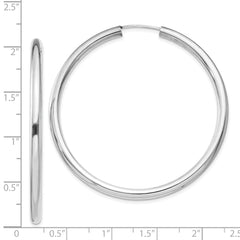 Sterling Silver Rhodium-plated 3x50mm Endless Tube Hoop Earrings