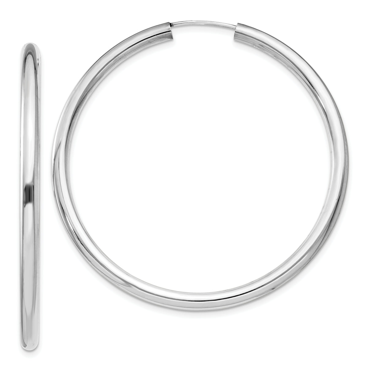 Sterling Silver Rhodium-plated 3x50mm Endless Tube Hoop Earrings