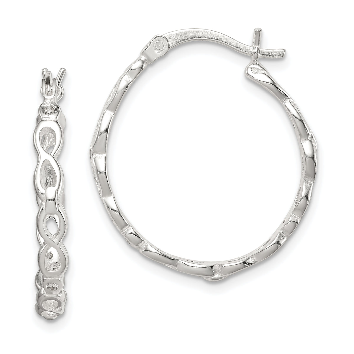 Sterling Silver Infinity Design CZ Hoop Earrings