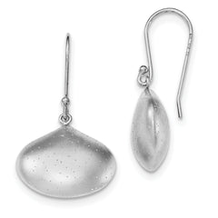 Sterling Silver Rhodium-plated Sparkle-cut Brushed Teardrop Earrings