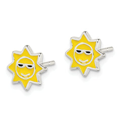 Sterling Silver Polished Enamel Sunshine Post Earrings