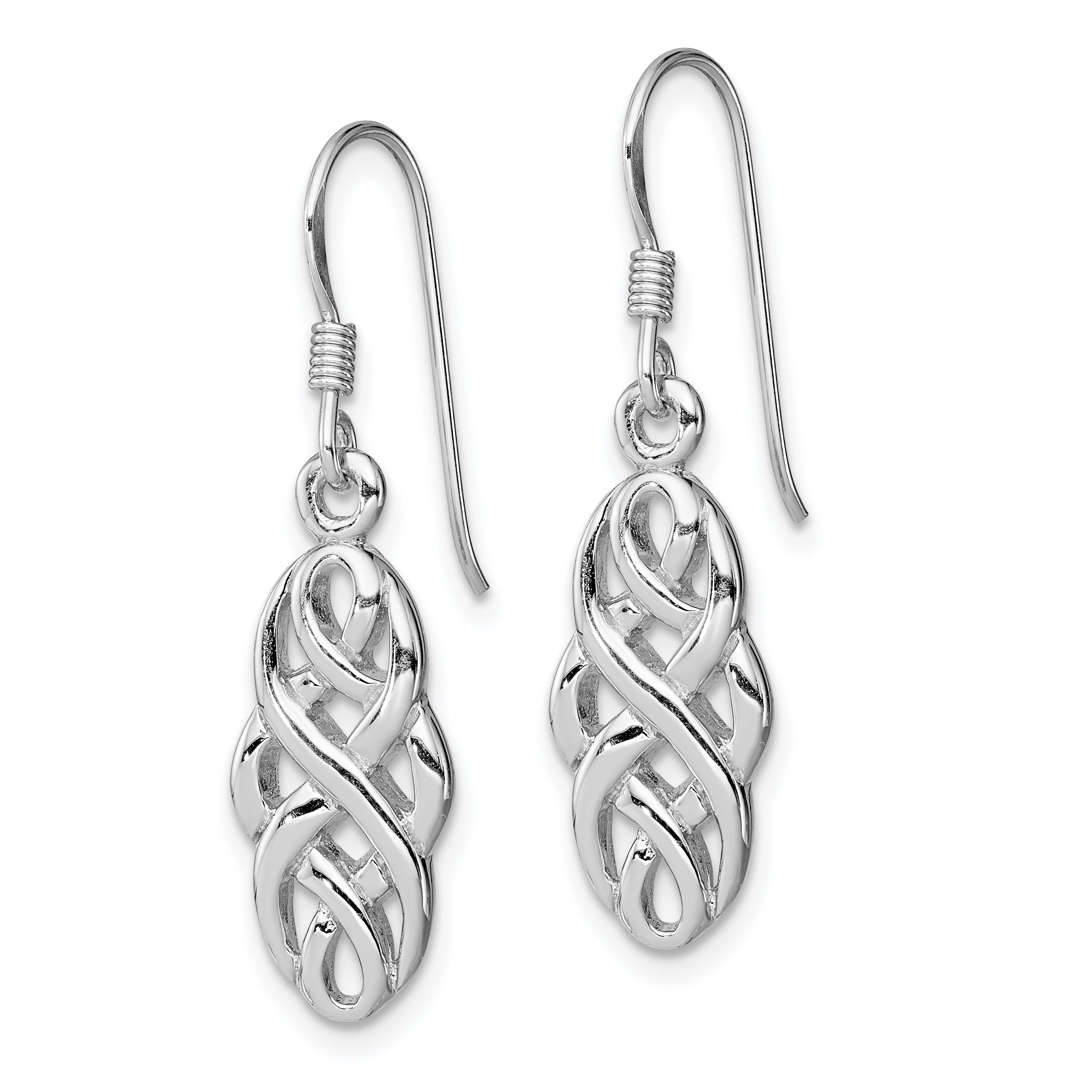 Sterling Silver Rhodium-plated Infinity Celtic Design Dangle Earrings