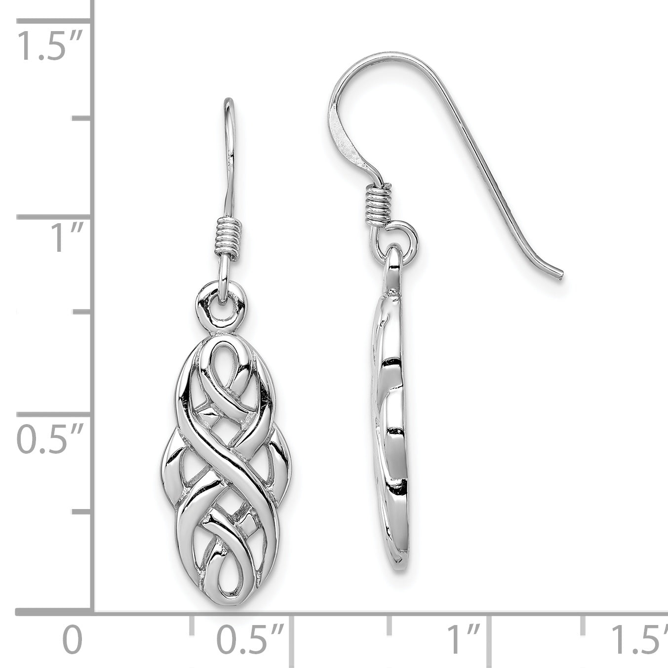 Sterling Silver Rhodium-plated Infinity Celtic Design Dangle Earrings