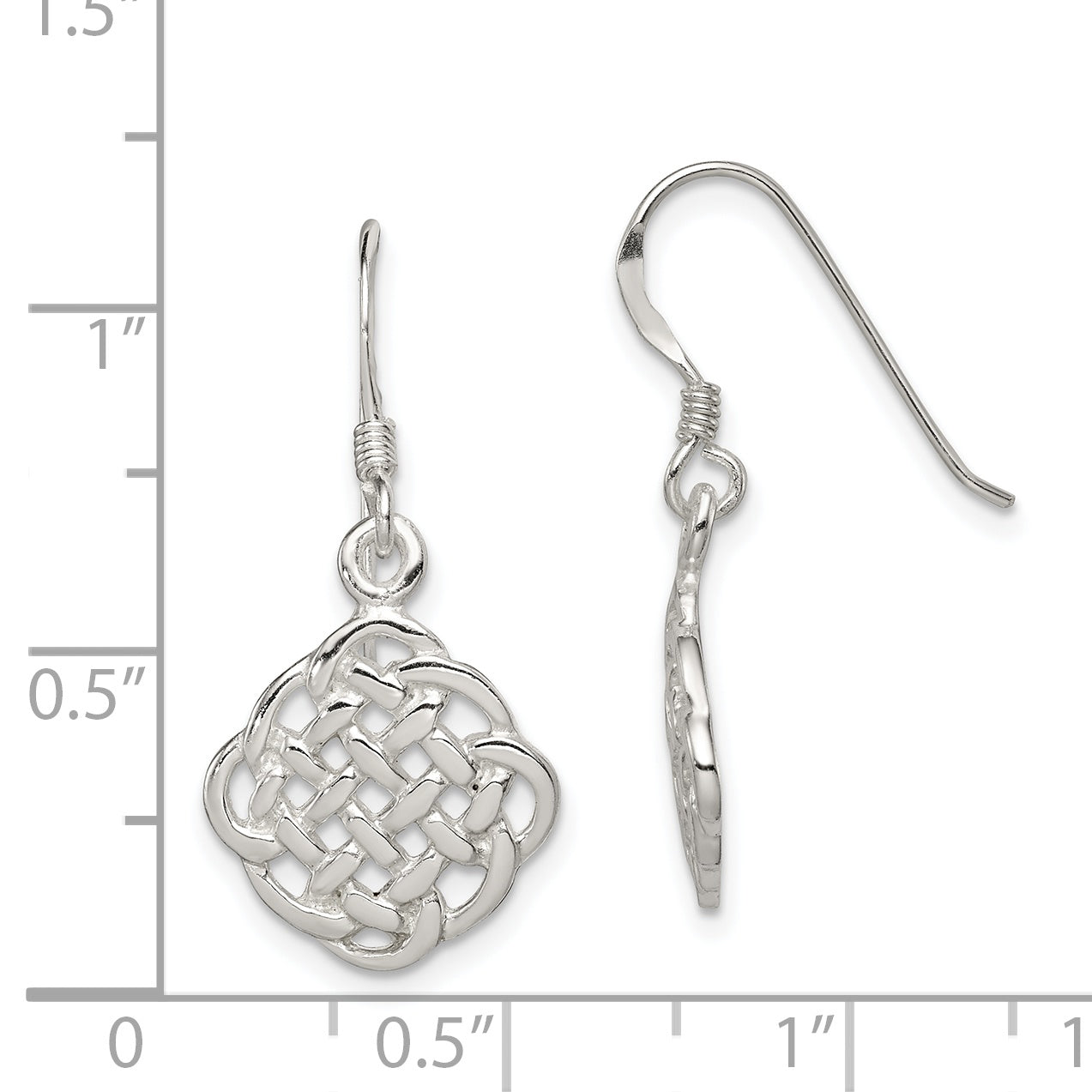 Sterling Silver 925 Celtic Dangle Earrings with Rhodium Plating, Polished Finish