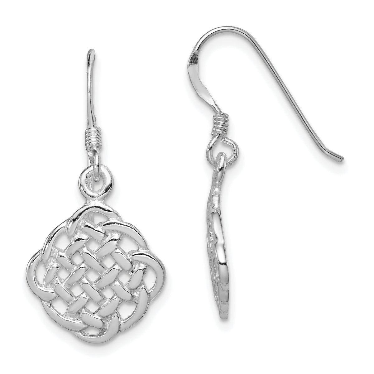 Sterling Silver Rhodium-plated Celtic Dangle Earrings