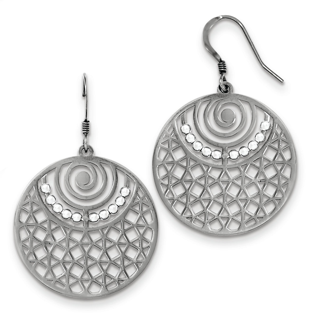 Sterling Silver Ruthenium-plated Shepherd Hook Earrings