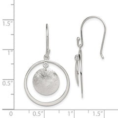 Sterling Silver Polished & Brushed Circles Dangle Earrings