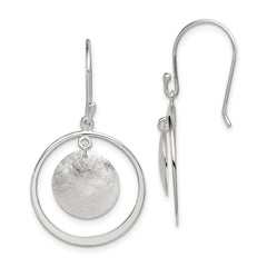 Sterling Silver Polished & Brushed Circles Dangle Earrings