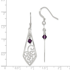 Sterling Silver Antiqued Amethyst Shepherd Hook Earrings