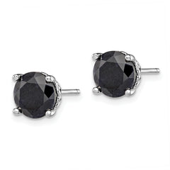 Sterling Silver Rhodium-plated Black Sapphire Post Earrings