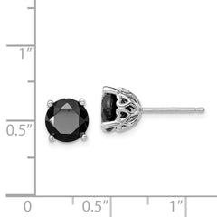 Sterling Silver Rhodium-plated Black Sapphire Post Earrings