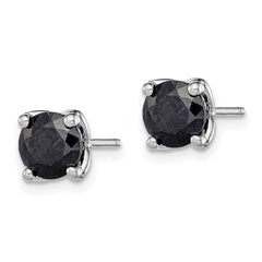 Sterling Silver Rhodium-plated Black Sapphire Post Earrings