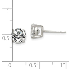 Sterling Silver Polished 7mm Round CZ Stud Earrings