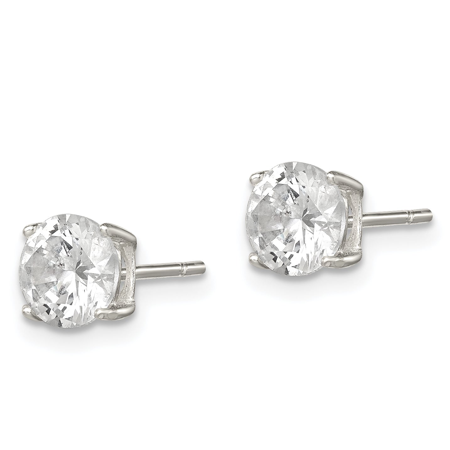 Sterling Silver Polished 6mm Round CZ Stud Earrings