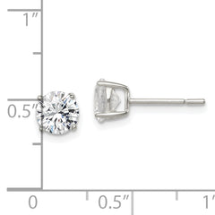 Sterling Silver Polished 6mm Round CZ Stud Earrings