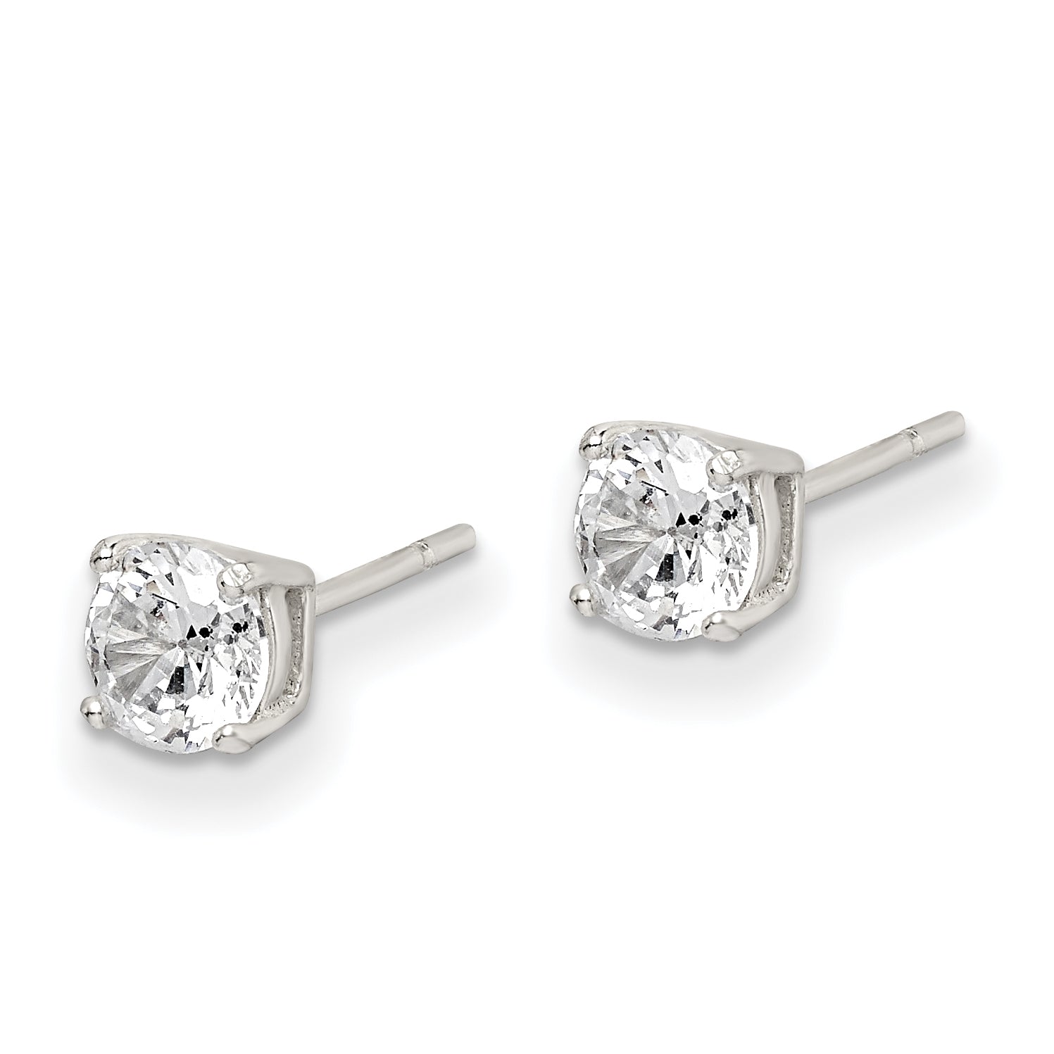 Sterling Silver Polished 5mm Round CZ Stud Earrings