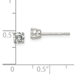 Sterling Silver Polished 4mm Round CZ Stud Earrings