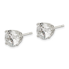 Sterling Silver Polished 8mm Round CZ Stud Earrings