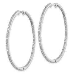 Sterling Silver Rhodium-plated Diamond In & Out Hoop Earrings