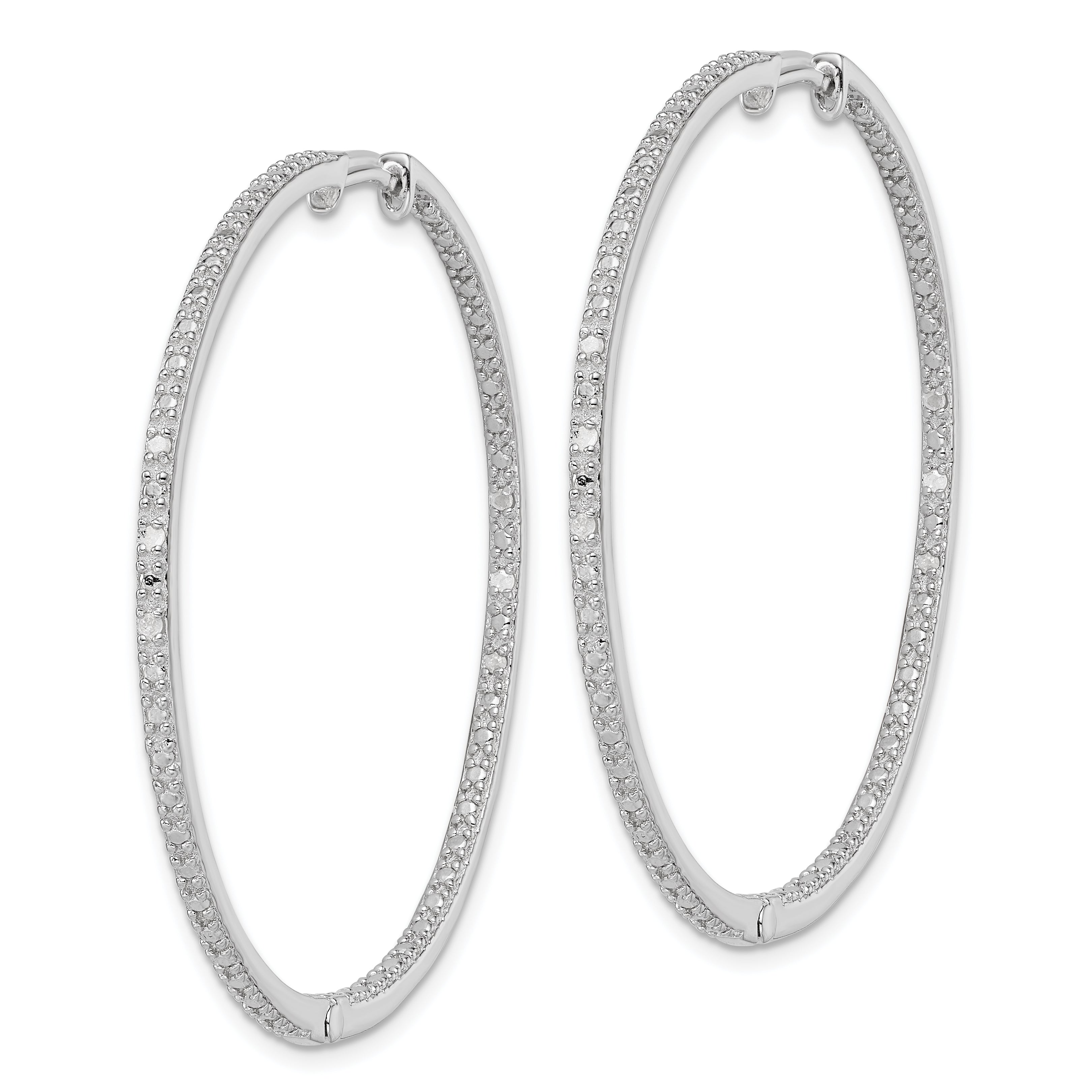 Sterling Silver Rhodium-plated Diamond In & Out Hoop Earrings