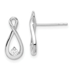 Sterling Silver Rhodium-plated Polished CZ Infinity Post Earrings