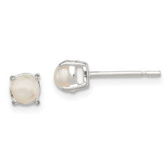 Sterling Silver Polished Synthetic Pearl Post Earrings