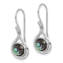 Sterling Silver Rhodium-plated Polished Abalone Teardrop Dangle Earrings