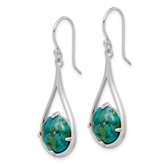 Sterling Silver Rhodium-plated Recon. Turquoise Dangle Earrings