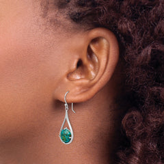 Sterling Silver Rhodium-plated Recon. Turquoise Dangle Earrings