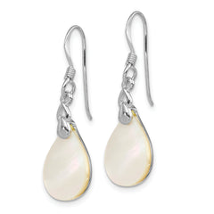 Sterling Silver Rhodium-plated Polished Mother Of Pearl Teardrop Dangle Earrings