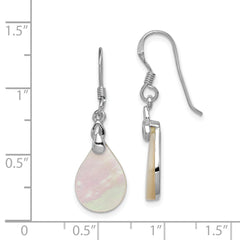 Sterling Silver Rhodium-plated Polished Mother Of Pearl Teardrop Dangle Earrings