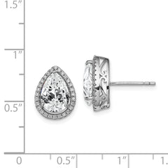 Sterling Silver Rhodium Created White Topaz & CZ Post Earrings