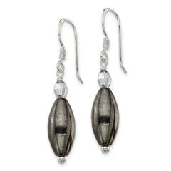 Sterling Silver Polished Crystal & Black Agate Dangle Earrings