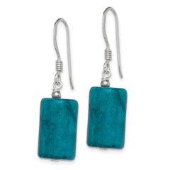 Sterling Silver Polished Blue Jasper Rectangle Dangle Earrings