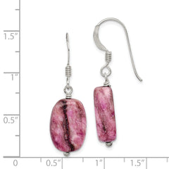 Sterling Silver Polished Oval Purple Jasper Dangle Earrings