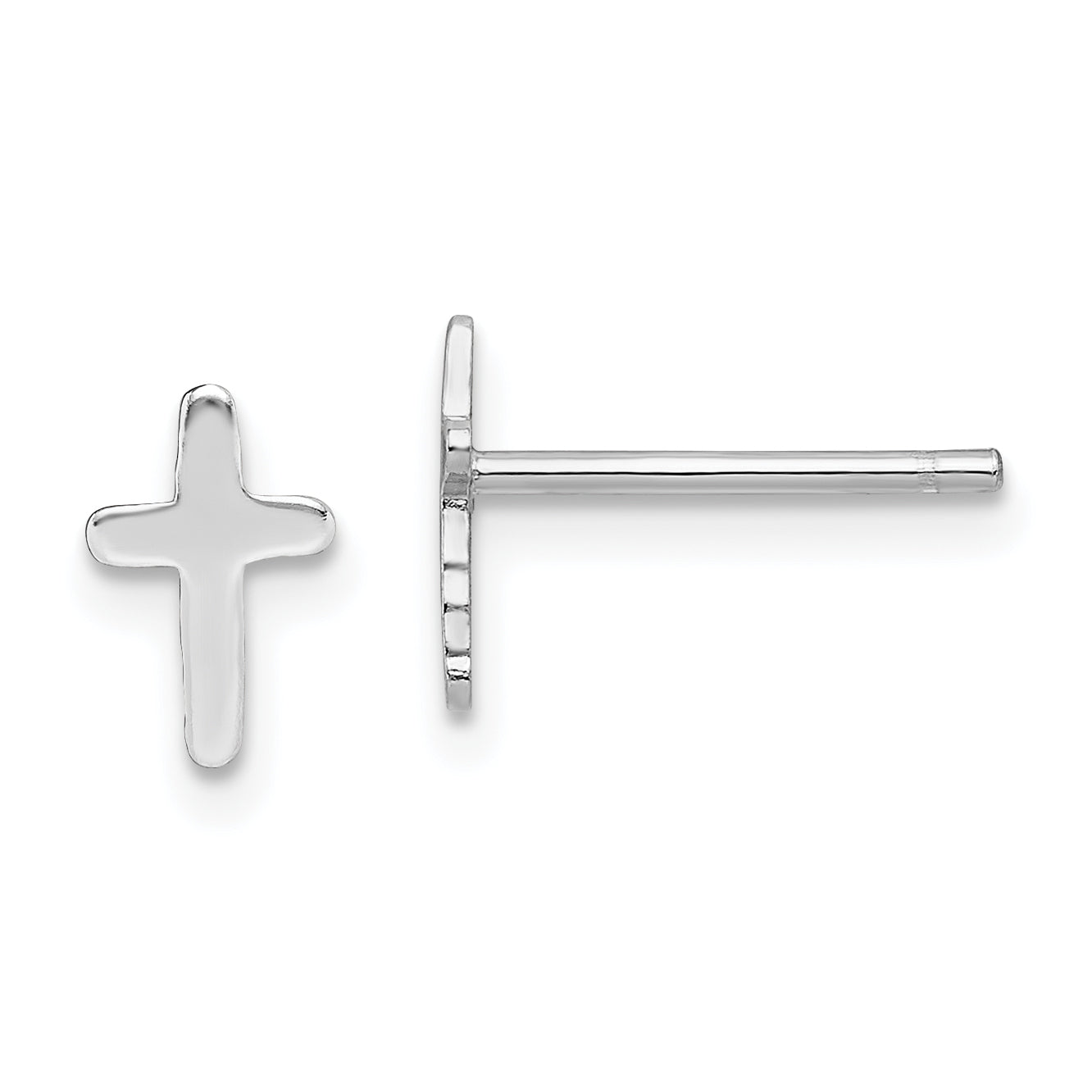 Sterling Silver Rhodium-plated Polished Latin Cross Post Earrings